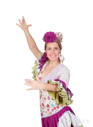 西班牙女孩穿着传统服饰安达卢西亚跳舞照片-正版商用图片06h1qg-摄图